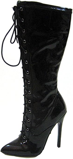 The Highest Heel Unisex Adult Fierce-61 Lace-up Stretch Boots With 4.5" Heel