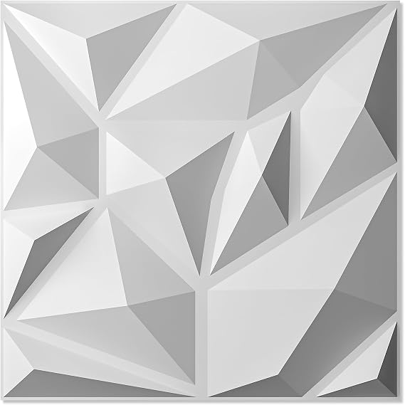 Art3d 100 Pack Decorative Accent 3D Wall Panels, 97 Sq.Feet PVC Interior Wall Decor for Home and Office, Living Room, Bedroom, Kitchen, 11.8"x11.8", White