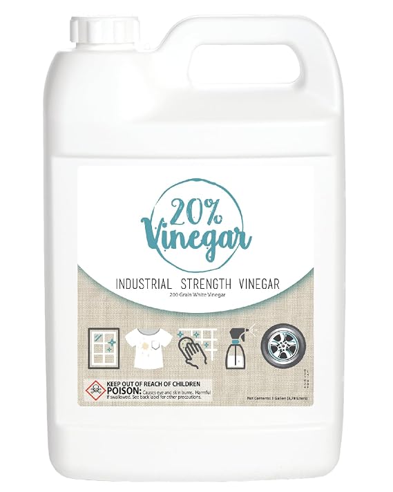 20% Professional Grade Concentrated Vinegar | Dilutes to 4 Gallons of Multipurpose Cleaning Vinegar | 4x Power Vinegar | Hundred's of Industrial & Home Uses