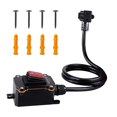 Heavy Duty Waterproof Extension Cord with OnOff Switch,Inline Cord Switch with 3-ft 16AWG Cable Piggyback Plug3-Pronged,16A-110V