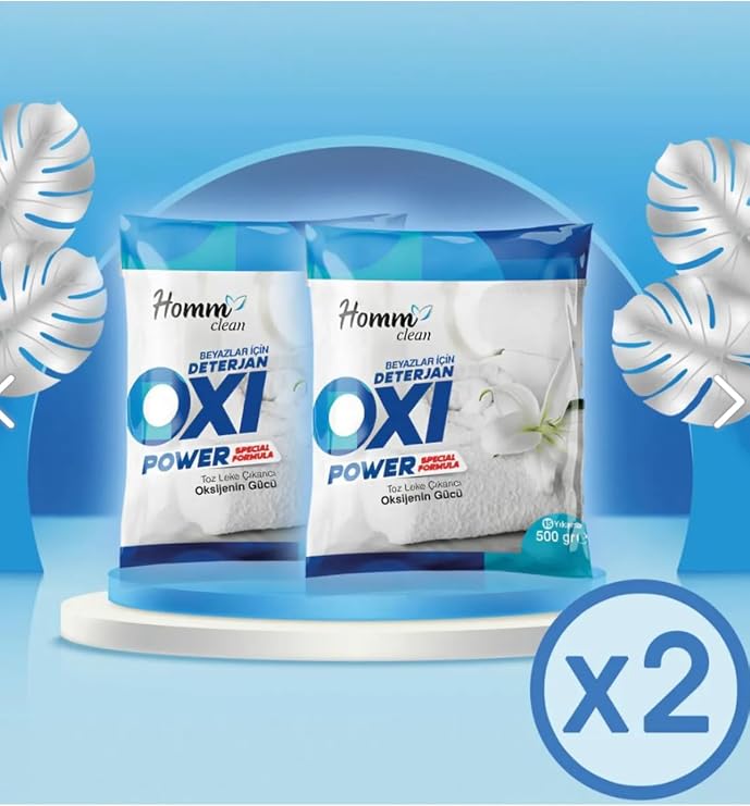 Homm Bitkisel Clean OXI Power Beyazlar İçin Leke Çıkarıcı, 500 gr, 2 Adet