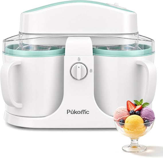 Pukomc Home Swirl Ice Cream Maker Machine with 2 Ice Cream Cup,0.9 quarts