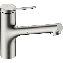 hansgrohe Zesis Modern Mutfak Bataryası 1 Saplı 22,86 cm Uzunluğunda Çıkarılabilir Püskürtücü 1,75 GPM Paslanmaz Çelik Görünümlü, 74800801