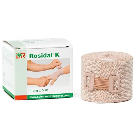 Lohmann & Rauscher Rosidal K Short Stretch Compression Bandage, For Use In The Management of Acute & Chronic Lymphedema, Edema, Venous Insufficiency, 1.57" x 5.5 Yards (4cm x 5m), 1 Roll