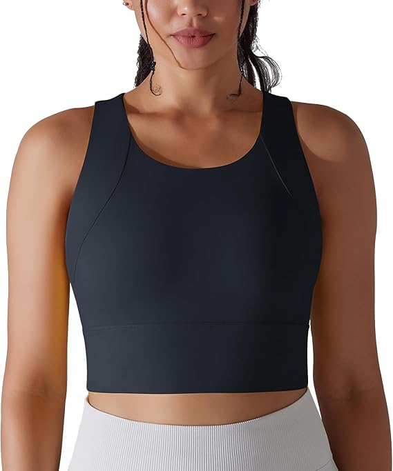 JBT Sports Bras for Women Padded High Support Longline Seamless Workout Tank Top Yoga Bra Workout Exercise Sport Bra
