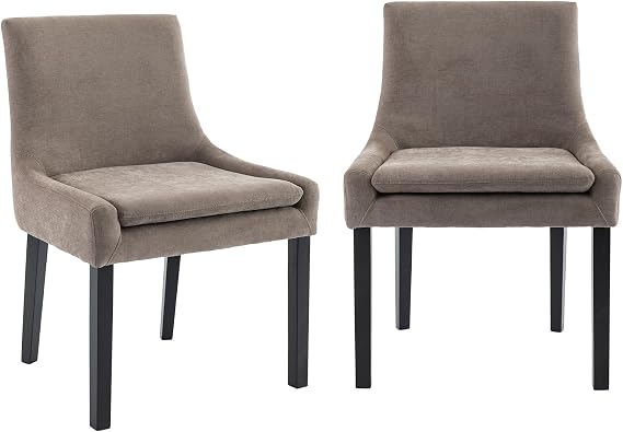 COLAMY Upholstered Dining Chairs Set of 2, Fabric Accent Side Leisure Chairs with Mid Back and Wood Legs for Living Room/Dining Room-Camel