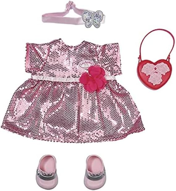 Baby Annabell Deluxe Glamour Outfit 43cm - Sparkly, Party Clothes - Easy for Small Hands, Creative Play Promotes Empathy & Social Skills, for Toddlers 3 Years & Up - Includes Dress, Shoes & More