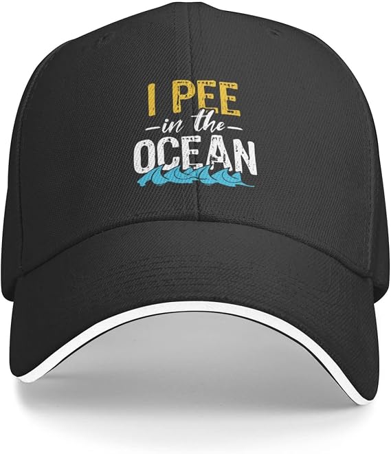 Funny I Pee in The Ocean Trucker Hat Fun Summer Baseball Cap Black Snapback Dad Hat
