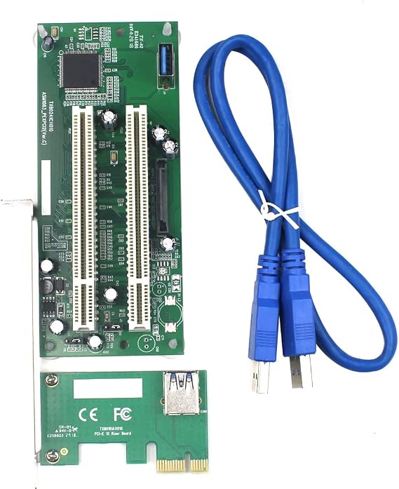 PCI-Express to Dual PCI Adapter X16 PCIe Slot Expansion Card USB 3.0 Cable Add on Cards Converter TXB024