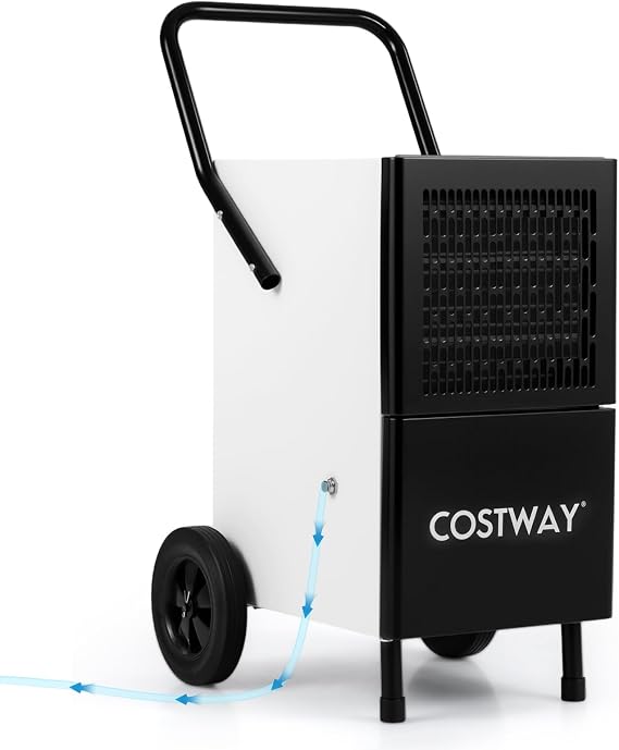 COSTWAY 189 Pints Commercial Dehumidifier with Pump, 3.3Ft Drain Hose
