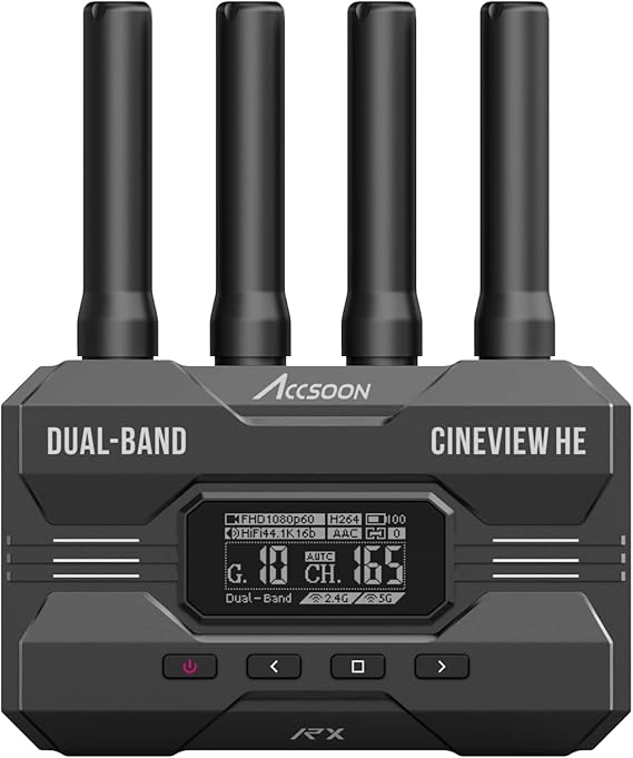 Accsoon CineView HE Wireless Video Transmission System, HDMI Video Receiver, 1200ft Range 60ms Low Latency, 1080p60fps, UVC Livestream, Compatible with Cineview 2 SDI/SE/Quad for Monitoring/Filmmaking