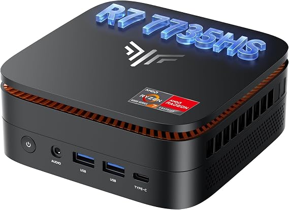 KAMRUI Hyper H1 Mini Gaming PC, AMD Ryzen 7 7735HS(Beats 7640HS/6800H), 24GB LPDDR5 1TB M.2 NVMe SSD Mini PC(8C/16T,up to 4.75GHz), 16MB L3 Smart Cache, Triple 4K Display/WiFi6/BT5.2/Mini Desktop PC