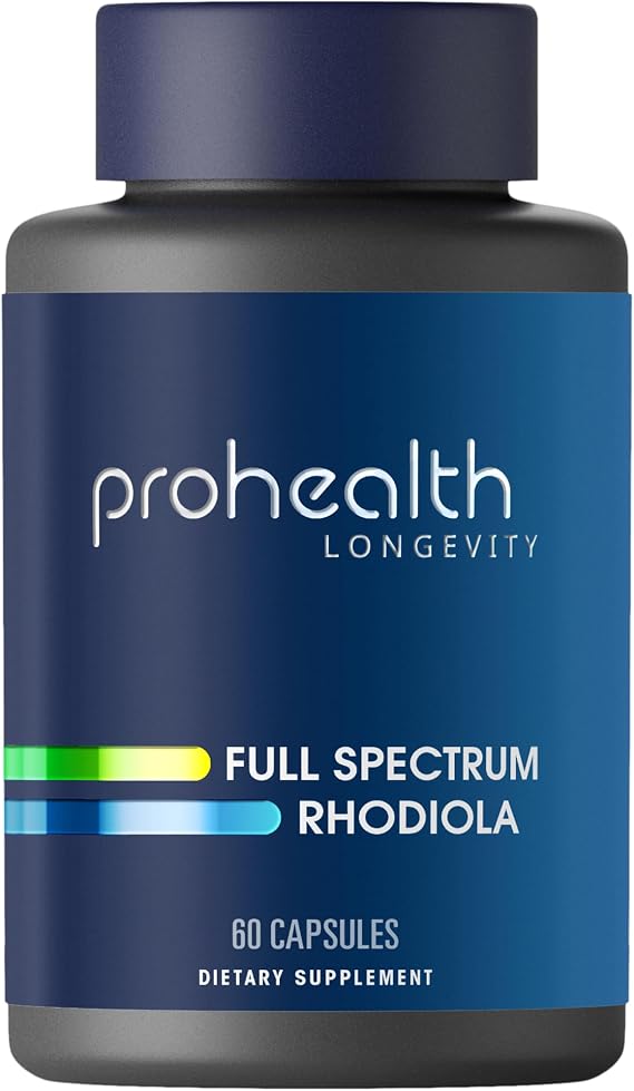 ProHealth Full Spectrum Rhodiola | 60 Capsules | Adaptogen Blend with Rosavins & Salidrosides for Stress, Mood, Energy & Cognitive Support | USA Manufactured, Triple Lab-Tested