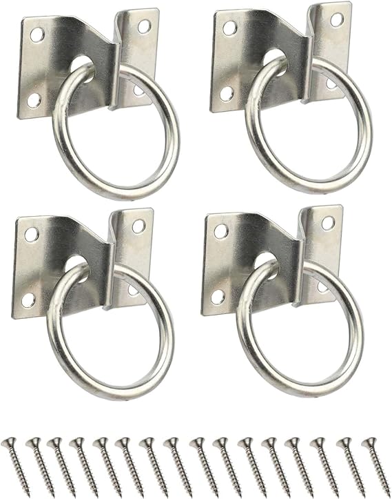 4PCS Cross Tie Ring for Horse,Block Tie Ring Hitching Ring with Screws for Horse Stall Stable