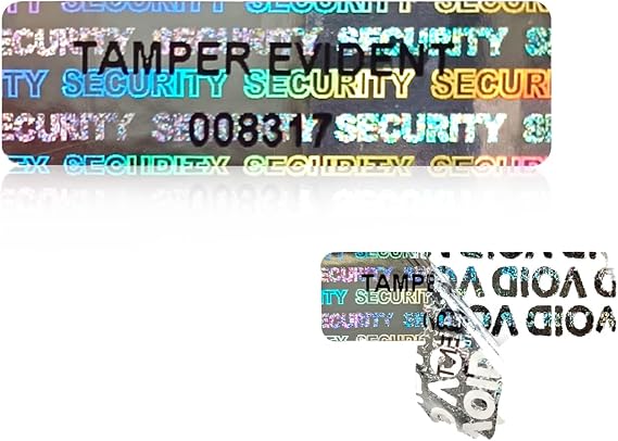 580pcs Hologram Tamper evident Stickers with Unique Serial Number Security Genuine Seal Labels Tamper Proof Stickers(Silver,1 inch x 0.3 inch,GQYH)