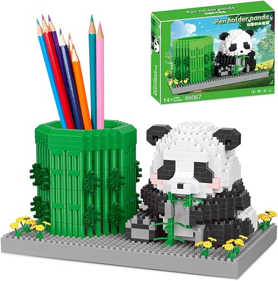 Panda Building Blocks Panda Pen Holder Building Blocks DIY Desk Organiser Unique Collectible Gift Multifunctional Functional Office School Decor