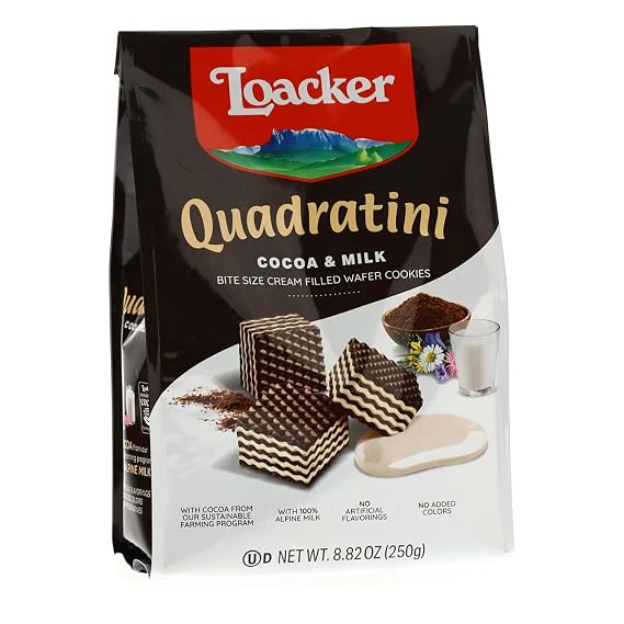 Loacker Quadratini Cocoa & Milk, 8.82 oz