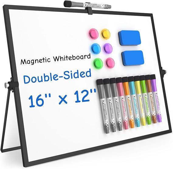 Grtard Magnetic Dry Erase Board with Stand, 16''x12'' Desktop Whiteboard