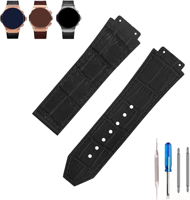 Big Bang Leather 25mm Watch Bands Replacement Fit for Hublot Big Bang 19mm*25mm*22mm Watch Strap Wirstband Bracelet For Men and Women(without metal buckle)