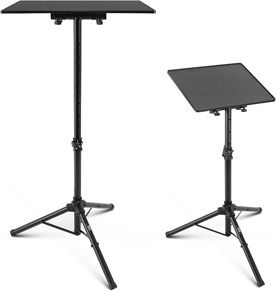 PYLE-PRO Universal Laptop Projector Tripod Stand - Computer, Book, DJ Equipment Holder Mount Height Adjustable Up to 39.37 w/ 14 x 11 Plate Size -for Office, Home, Stage, Studio, DJ Racks Holder