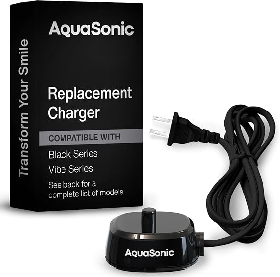 AquaSonic Electric Toothbrush Charger Conductive Charging Dock, Compatible with Most AquaSonic Toothbrushes Genuine, Authentic Parts (Black)