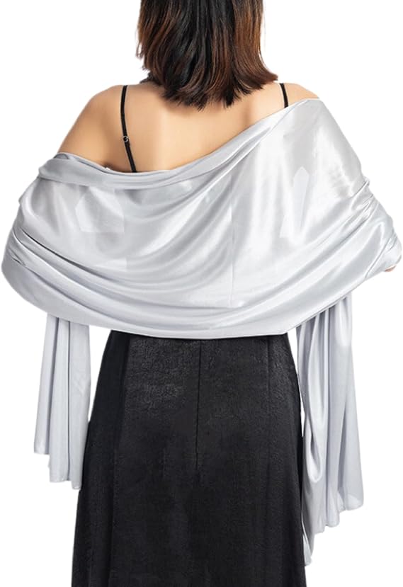 Womens Satin Shawl Wraps Formal Evening Dress Scarf Wedding Cover Up