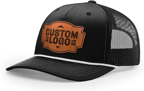 Custom Leather Patch Trucker Hat Five Panel Rope R112FPR