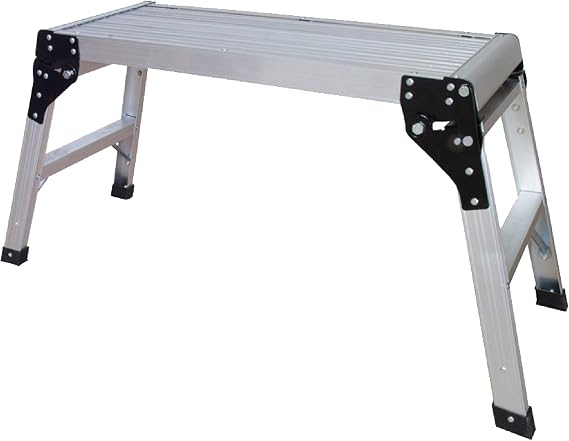 Metaltech E-PWP7000AL Jobsite Series 30-in. Portable Work Platform, Aluminum Step Stool for Adults and Portable Work Bench with Rubber Feet and Slip-Resistant Surface and 350-lb Load Capacity