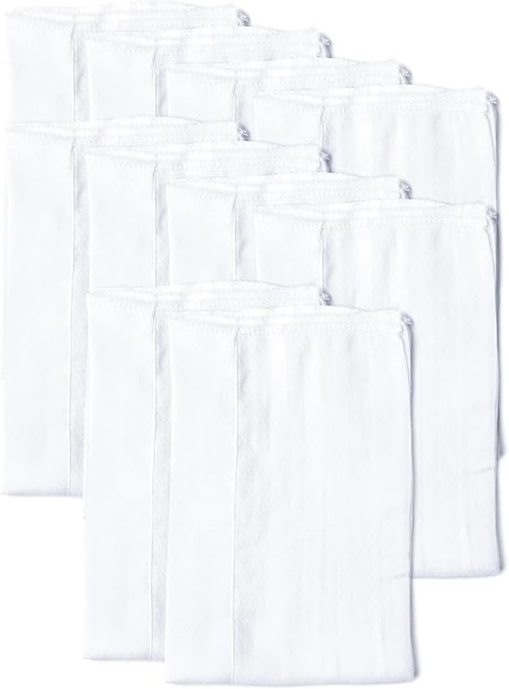 Gerber Unisex Baby Boys Girls Birdseye Prefold Cloth Diapers Multipack White 3-Ply 10 Pack