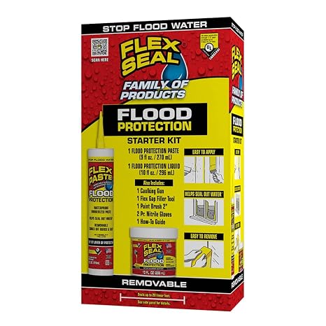 Flex Seal Flood Protection Starter Kit, Waterproof, Removable, Use on Windows, Doors, Garage Doors, Seams, Casings,Thresholds, Conduits, Vents, Ducts, and More
