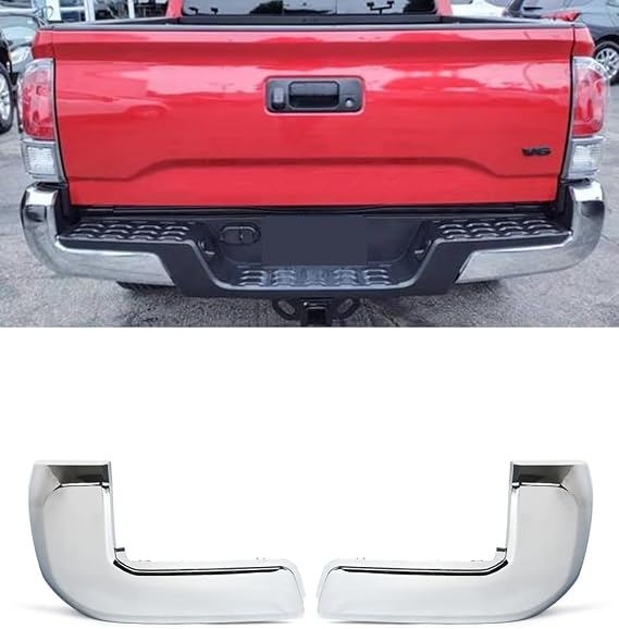 Pair Chrome Rear Bumper End Cap Fits 2016-2023 Toyota Tacoma
