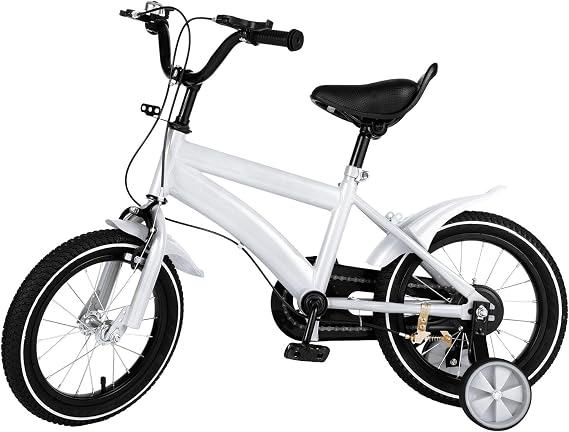 14 Inch Children's Bicycle, with Training Wheel Stabilisers, Girls Boys Outdoor Cycling Bicycle,Removable Stabilisers, Carbon Steel with Adjustable Seat, for 3-6 Years Old