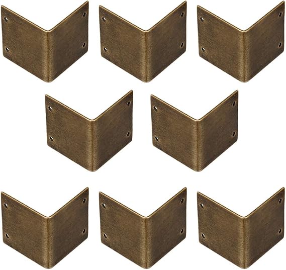 8Pcs Pure Brass 90 Degree Right Angle Corner Protector Corner Braces Camphorwood Box Corner Code Antique Edge Cover - Side Length: 1.2"