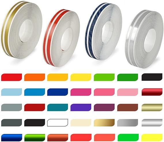 A&Z New Roll Vinyl Pinstriping Pin Stripe DIY Self Adhesive Line Car Tape Decal Stickers 1/12 inch & 1/6 inch 32 Ft Dark Yellow