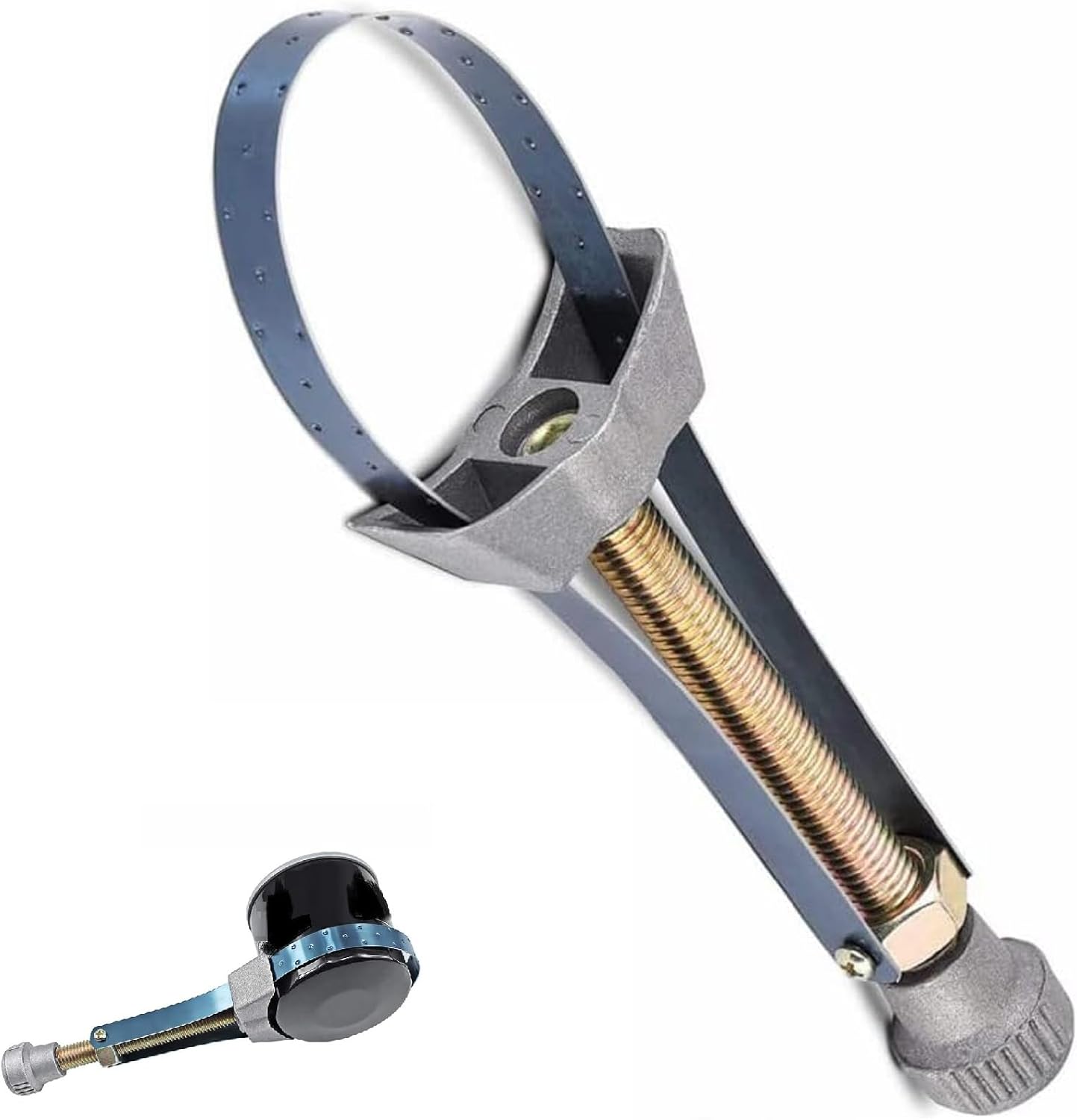Oil Filter Wrench with Metal Strap Belt Wrench for Removal Oil Filter Removal Tool Strap Adjustable Adjustable Oil Filter Removal Tool for Oil Car Truck 60 mm to 120 mm