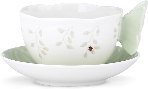 Lenox 817135 Butterfly Meadow Figural Green Cup And Saucer
