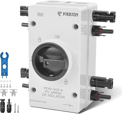 Solar Panel Disconnect Switch 4P 32A 1000VDC Isolator Switch PV System IP66 Waterproof - Ideal for Solar Power Outdoor Isolation Cut Off for Photovoltaic System Repair Replace1000V 32Amps