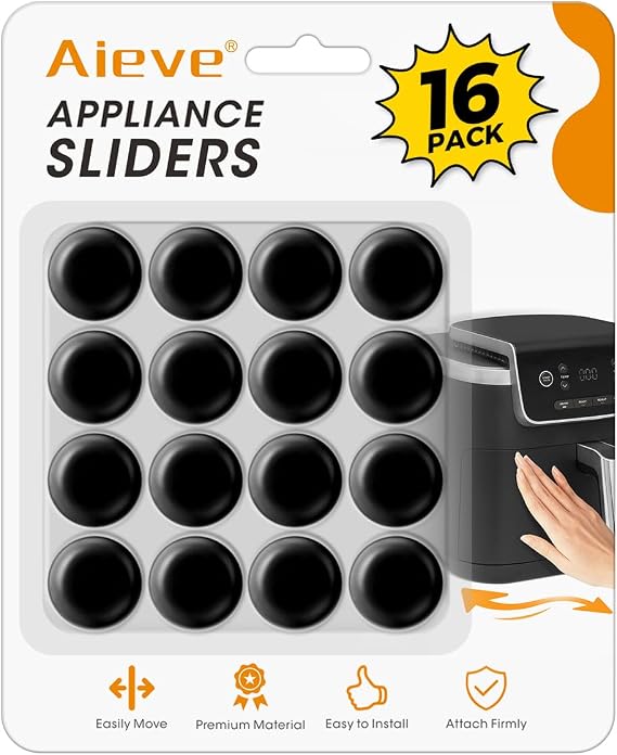 Aieve Appliance Slider, 16 Pcs Appliance Sliders for Kitchen Appliances, Small Appliance Slider for Most Countertop (Black)