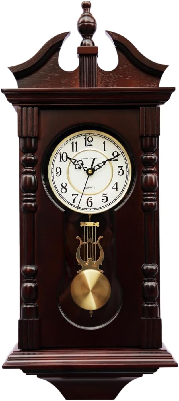 Grandfather Wall Clocks Battery Operated for Living Room Decor, Traditional Wood Wall Pendulum Clock with Westminster Chime, Makes A Great Housewarming Or Birthday Gift