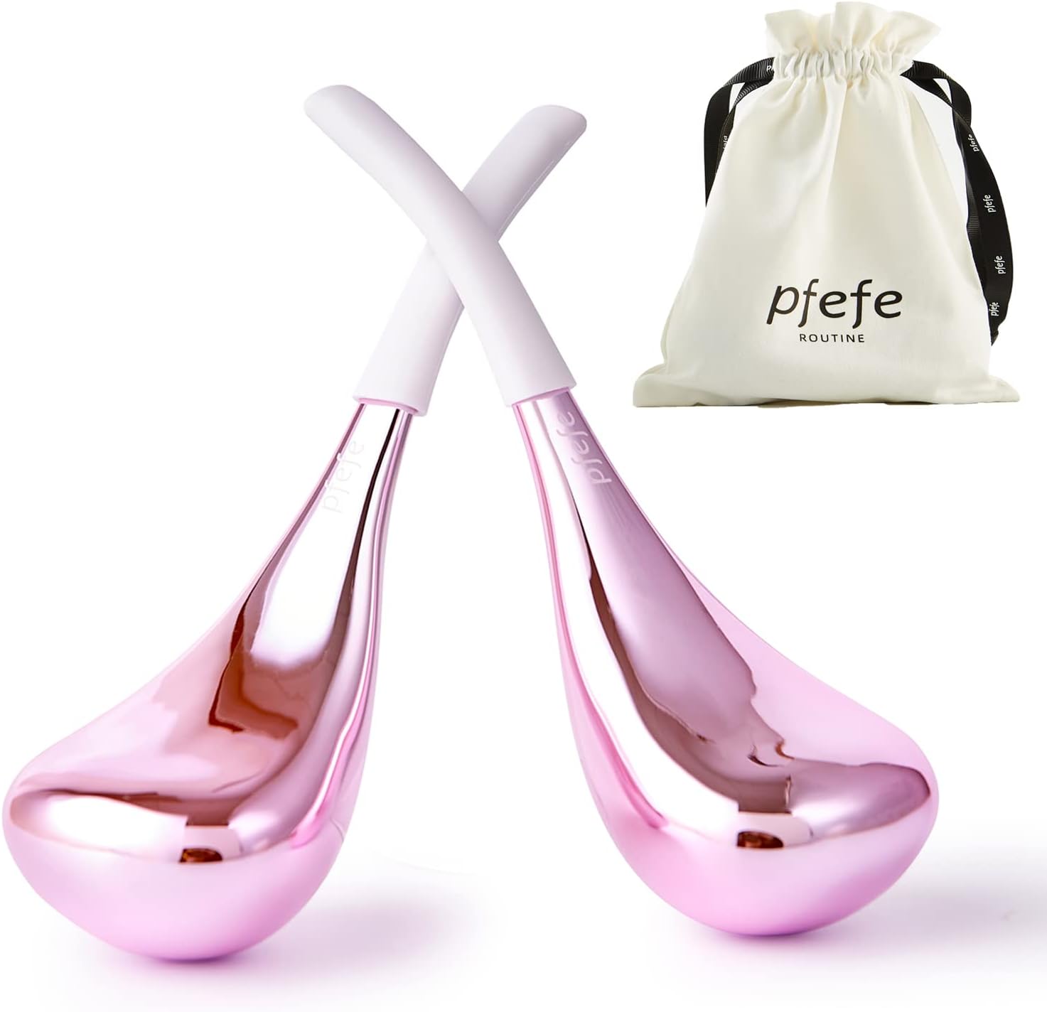 Pfefe Cryo Sticks for Face and Eyes, Ice Globes Cryo Globes for Facials, Esthetician Supplies Gifts, Unbreakable Stainless Steel Ice Roller Cooling Spa Balls with Storage Case