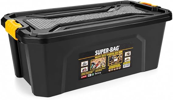 Super Bag 30 L Kapaklı Saklama Kutusu, Ağır Hizmet Plastik Depolama Kutusu, Çok Amaçlı Eşya Düzenleme ve Saklama Kabı, İstiflenebilir Dayanıklı Kutu, Ev Garaj Depo Kullanımı, ASR-4036