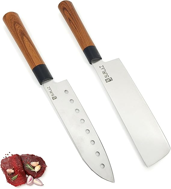 SürLaz Professional Japans Chef Knife Set 2-Piece Santaku Nakiri Chef Knife