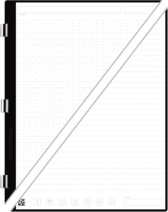 Rocketbook Pro Page Combo Pack - Dot Grid and Lined | Scannable Pro Notebook Paper - Write, Scan, Erase, Reuse | 20 Sheets | Letter Size: 8.5 in x 11 in