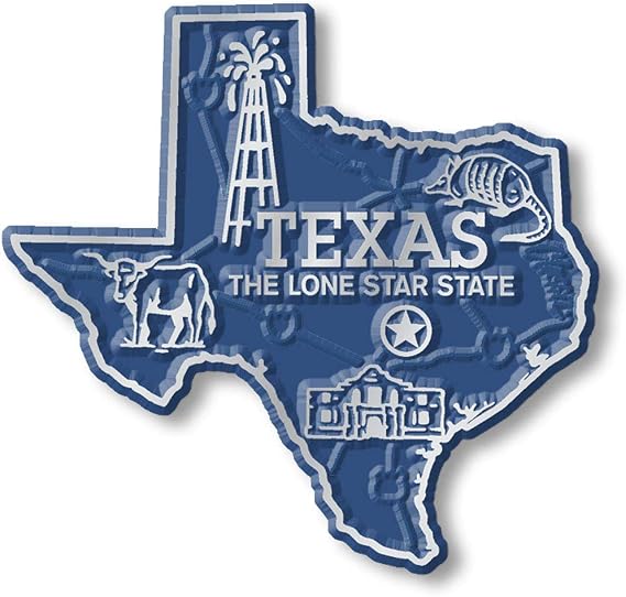 Texas Small State Magnet by Classic Magnets, 2.3" x 2.2", Collectible 3D Rubber Vintage-Style Souvenirs and Gifts Made in the USA