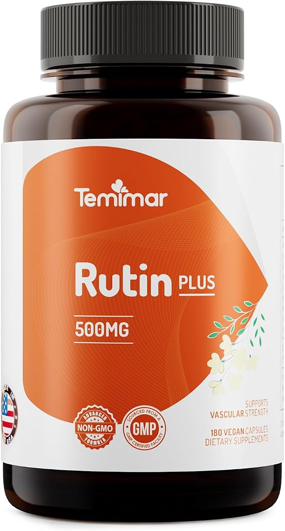 Rutin 500mg Supplement, Flavonoids Supplements from Sophora Japonica, Supports Vascular Health & Antioxidents, Non-GMO, Gluten-Free, Made in USA, 180 Vegan Capsules
