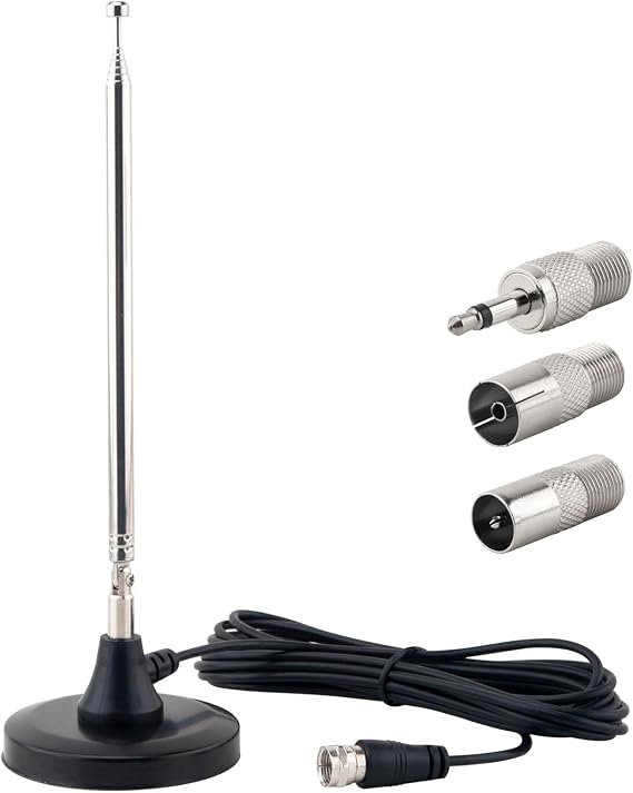 FM Antenna for Stereo Receiver Indoor, Telescopic FM Radio Antenna Heavy-Duty Magnetic Base with 10ft Cable for Window Placement, for Yamaha Pioneer Onkyo Marantz Home Theater Tuner, Kaunosta
