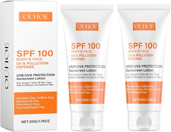 Sunscreen Face Water Splash Sun Cream SPF 100+ Anti-UV Clear Protective Cream Moisturizer Sunscreen 2 Pack