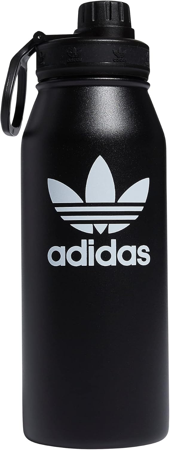 adidas Originals 1 Liter (32 oz) Metal Water Bottle, Hot/Cold Double-Walled Insulated 18/8 Stainless Steel