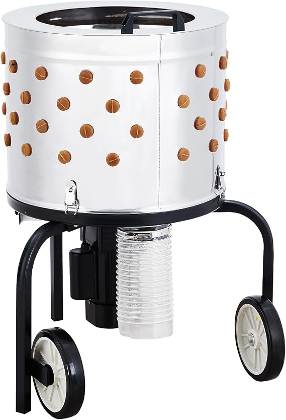 Towallmark Stainless Steel Poultry Plucker Machine - 500W High Efficiency Commercial Chicken Plucker, 106 Soft Fingers, for Farms, Chicken Processing Plants, Restaurants, Home