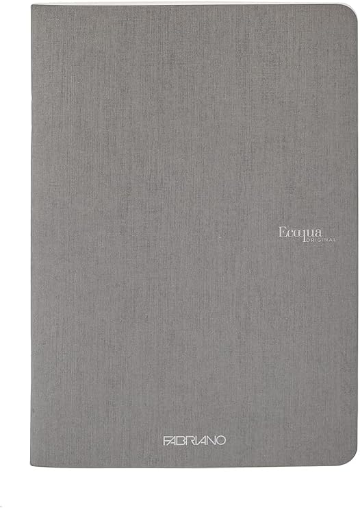 Fabriano EcoQua Original 5.8" x 8.3" (A5) Saddle-Stitch Bound Notebook, 40 Lined Sheets, Grey